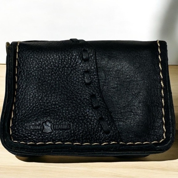 Leather Mini Bag Bohemian Crossbody Artisan Accent Size  6 x 4 x 2.5 - Picture 7 of 14